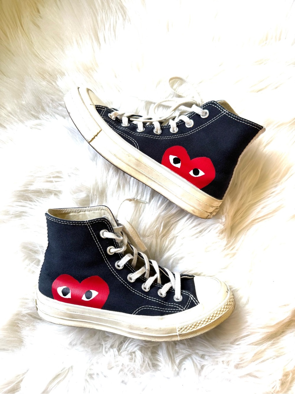 Comme des Garçons PLAY Converse Black High-Top Sneakers with Red Heart Logo
